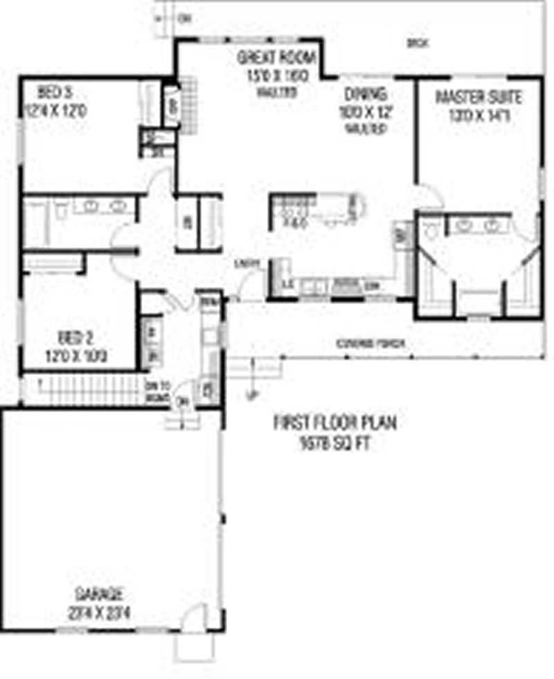 Floor Plan First Story of Country Plan #145-1565